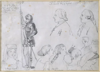 Karakter Schetsen in Rome met Portretten van Prins Charles Edward Stuart (1720-88) en zijn broer Kardinaal York (1725-1807)